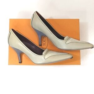 Vintage Tod's Cream/White Leather Pumps